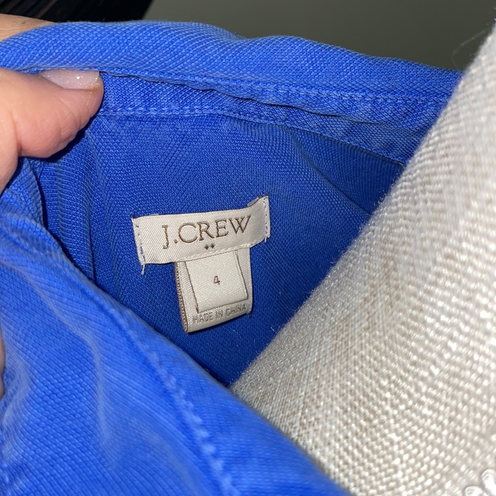 J. Crew size 4 blue shirt sleeve dress with several buttons down the front. - Picture 7 of 7